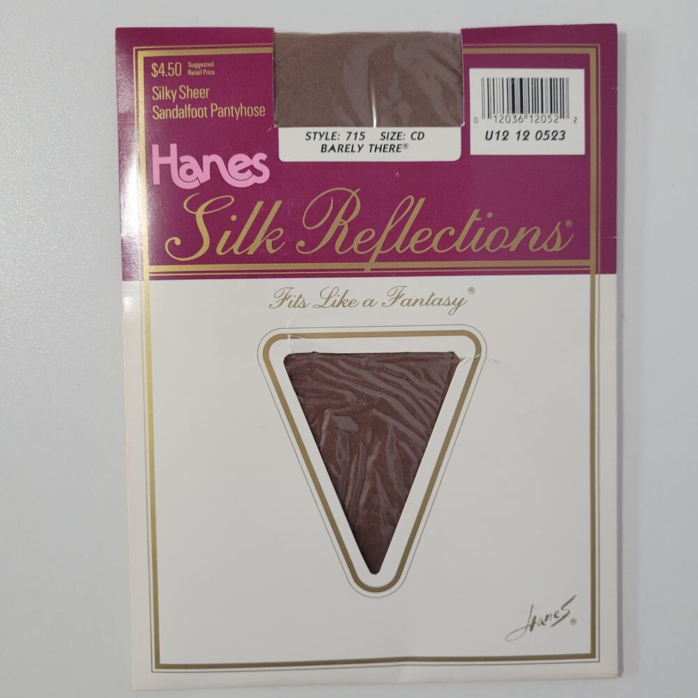 Vtg 1989 Hanes Silk Reflections Pantyhose size CD Silky Sheer Barely There #715